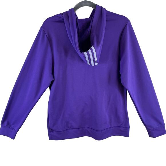 Adidas Purple Hooded Pullover Lighter Weight Logo Pocket Pouch Sweatshirt Size S - Picture 2 of 6